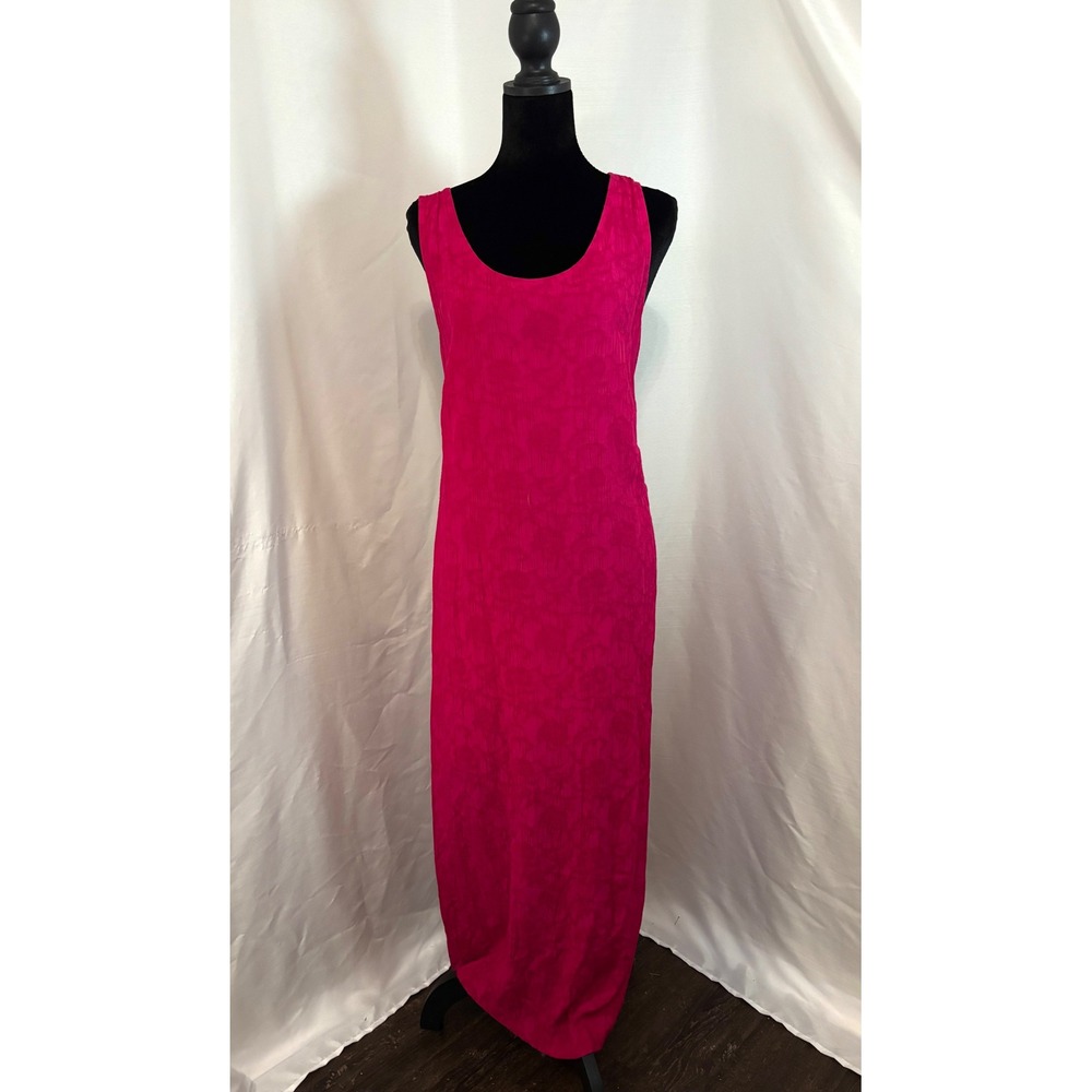 KSL Karin Stevens Magenta Pink Floral Jacquard Sleeveless Maxi Dress 14W